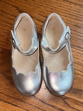L'Amour Metallic Silver Girls Mary Jane Flats